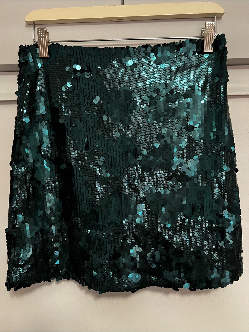Francesca's Collections Teal Sequin Mini Skirt